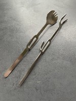 Small inox picker in a spoon and fork set