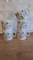 Flower pattern Zsolnay faulty retro cocoa/tea cups, mugs