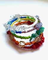 Szivárvány ásvány karkötő - 7 chakra karkötő - drágakő karlánc - karperec Méret:M/L rugalmas méret!