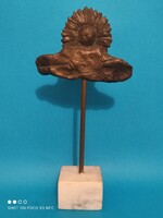 Jelzett bronz szobor talapzaton MÉH emléktárgy