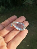Huge rock crystal silver pendant