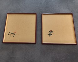 2 db japán kézműves lakk tálca, tányér