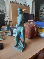 Jenő Grantner: Toldi with the earthworm, sculpture, terracotta, 35 cm high
