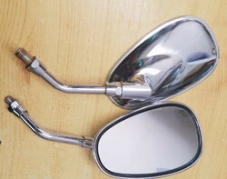 A pair of retro chrome mirrors for scooters, choppers, quads.