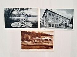 3 pieces of old Hévíz postcards, early 1940s