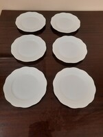 6 db hófehér Herendi porcelán süteményes tányér készlet