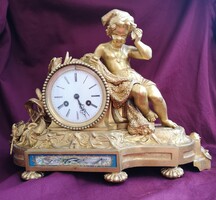 H. Picard and vincent & cie: fire-gilded bronze mantel clock. Rare, exclusive artefact!