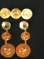 Gold Plated - Roman - Antique Jewelry Replica - Brooch and Pair of Earrings - Quality Pieces