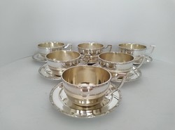Set of 6 Silver Ribbon-Design Tea Cups
