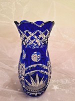 Ajka gyönyörű kék kristály váza