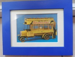 Retro zoo bus picture with wooden frame and glass