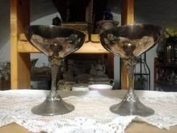 English richly silver-plated beautiful ice cream goblet in a pair