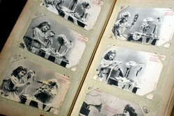 5 darabos sorozat antik Bergeret fotó képeslap  kisleány kalapokkal