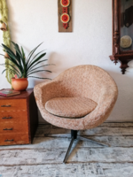 Retro old metal frame swivel armchair mid century shell armchair