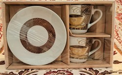 2db porcelán/kerámia kávés csésze tányérral (L4016)