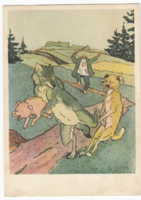 Fairy tale postcard m:03 (wolf and the piglet)