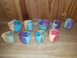 7 brandy mugs (0.5dl) and 2 small (1dl) curved mugs for sale together, gabigöbre Hungarian product