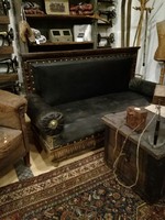 German-style real leather sofa, for renovation, as decoration, from the late 1800s