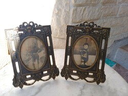 Beautiful large heavy metal brass-bronze photo holder with hanging frame. 1 piece or piece Art Nouveau