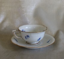 Antique rare Herend porcelain coffee cup + base with blue pattern Herend porcelain - perfect