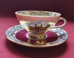 GVD Bavaria német porcelán arany kávés szett csésze csészealj eszpresszó espresso lüszteres mokkás