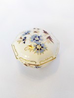 Zsolnay cornflower octagonal bonbonier / jewelry holder (no.: 23/156.)