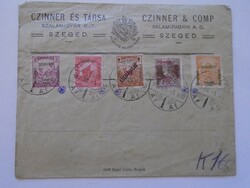 S3.30  Czinner és Társa Szalámigyár Szeged  bélyeges boríték 1919