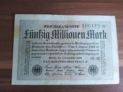 Germany, fümfzig millionen mark, fifty million marks, 1923