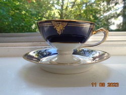SCHLAGGENWALD Empire cobalt gold rose tea set