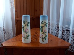 Pair of old, very beautiful art nouveau floral glass vases