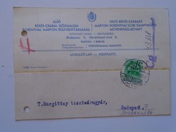S5.39 Levelezőlap- Első Békés-Csabai Gőzmalom - ROsenthal Márton RT - István Malom - 1940 Margittay