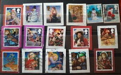 18 different English self-adhesive Christmas stamps