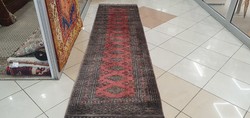 3298 Signed Pakistani yamud hand knot Persian running rug 80x300cm free courier