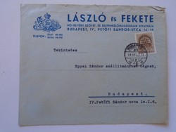 S9.35   LEVÉLBORÍTÉK  1941 László és Fekete Selyemkülönlegességek Divatháza Budapest - Eppel Sándor