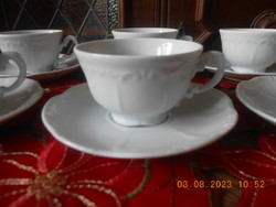 Zsolnay fehér kávés csésze, 6 db