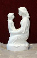 Lenke R. Kiss (1926-2000): Mother with child - 30cm - porcelain /unglazed/ sculpture, biscuit