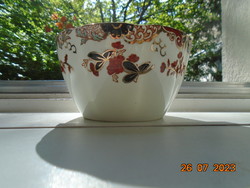 Antique English gold-contoured, hand-painted ribbed large sugar bowl with Imari patterns