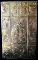 Fk/454. – Large, embossed copper wall picture with zodiac signs