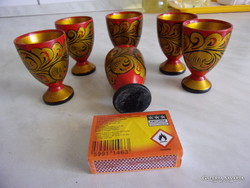 6 wooden glasses for short drinks and a beer or Can opener 