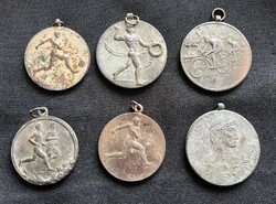 6 old sports medals