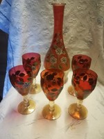 Hand painted glass wine set