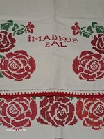 Embroidered linen tablecloth, hand towel 49x100 cm pray with embroidery
