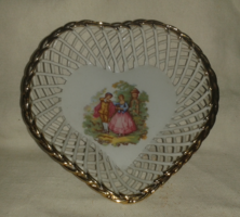 Iris cluj Romanian porcelain, wicker basket in the shape of a heart