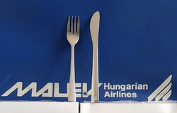 Retró Business Class Malév repülőn használt rozsdamentes 12db kés+12db villa