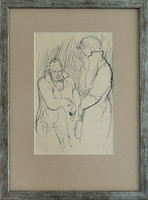 Collector's item! Szasz's ink drawing entitled Endre - meeting, with certificate of originality