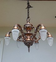 Six-branched copper chandelier