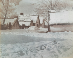 Faix jacques: Kekes street in winter (old large photo, Arad photo club - Transylvanian artist)