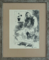 Collector's item! Szasz's ink drawing entitled Endre - waiting, with certificate of originality