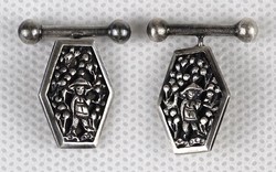 Pair of 1O298 old marked Vietnamese silver cufflinks