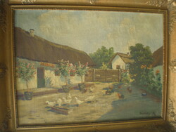 Mihály Püspöky. Old painting. He is a recognized and popular painter